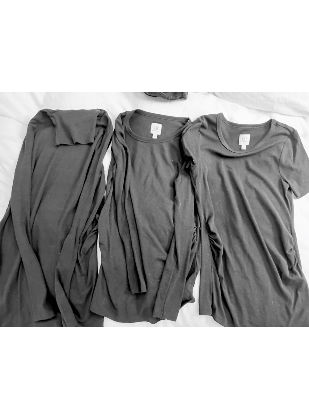 3 GAP Maternity Women Black Tee Shirts - Turtleneck, Long Sleeve & Short Sleeve